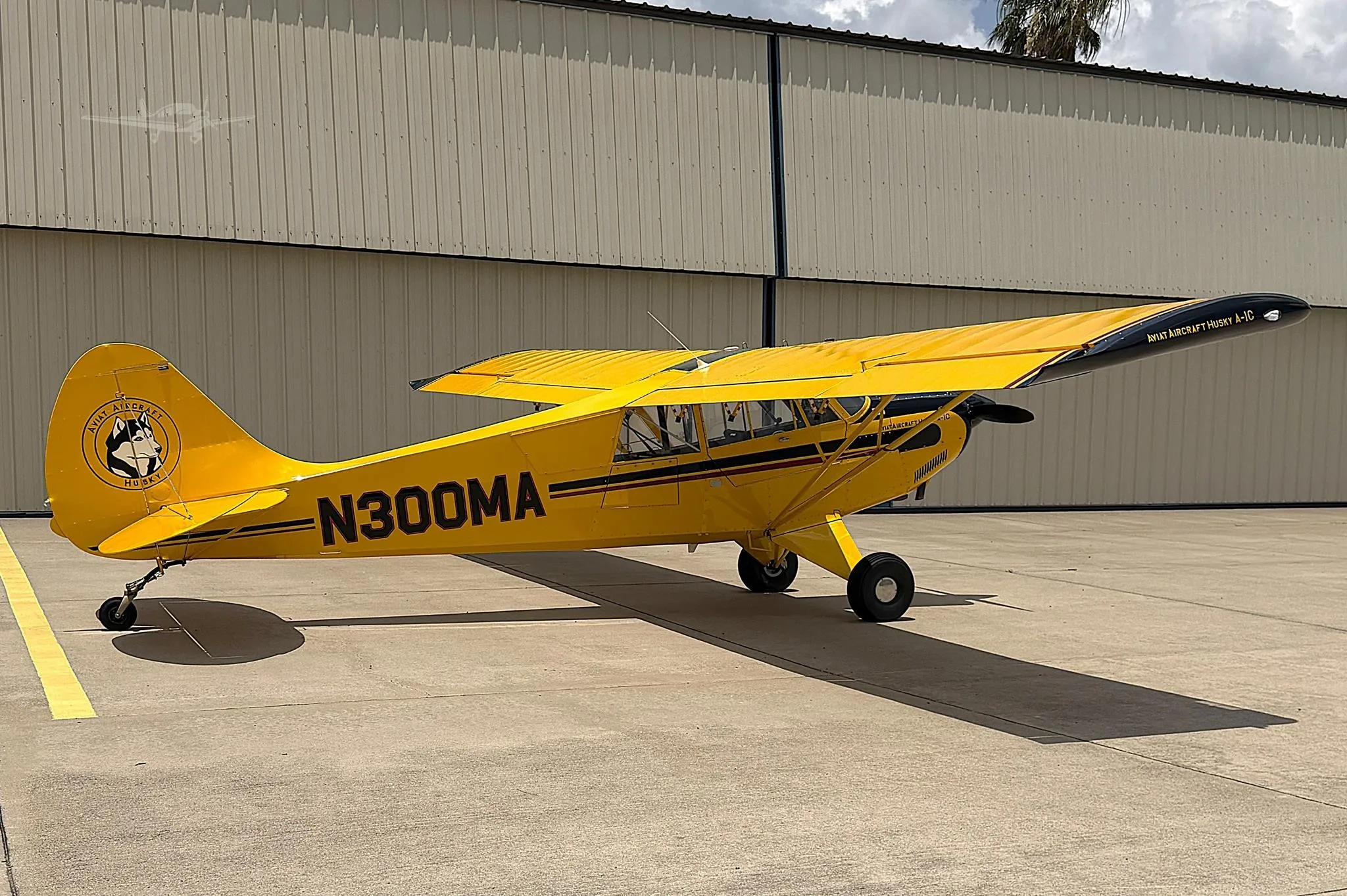 Exterior view of a 2011 AVIAT HUSKY A-1C-180, N300MA.