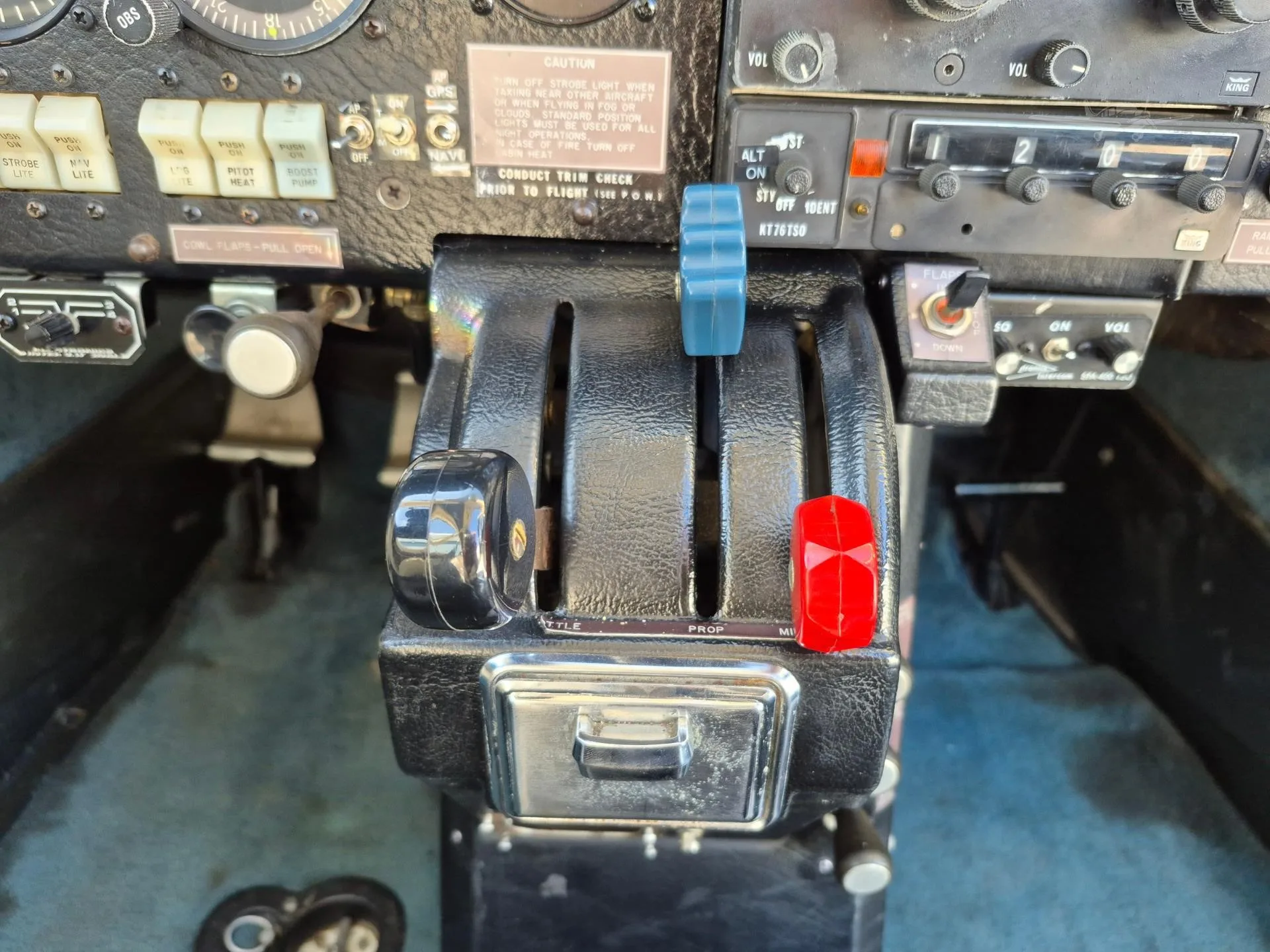 Cockpit and instrument panel of a 1977 MOONEY M20J.