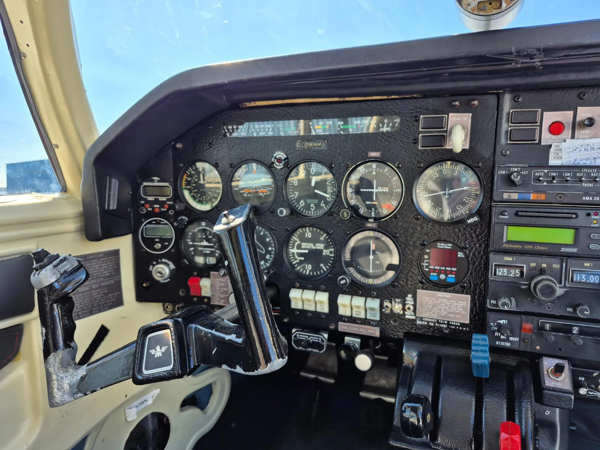 Cockpit and instrument panel of a 1977 MOONEY M20J.