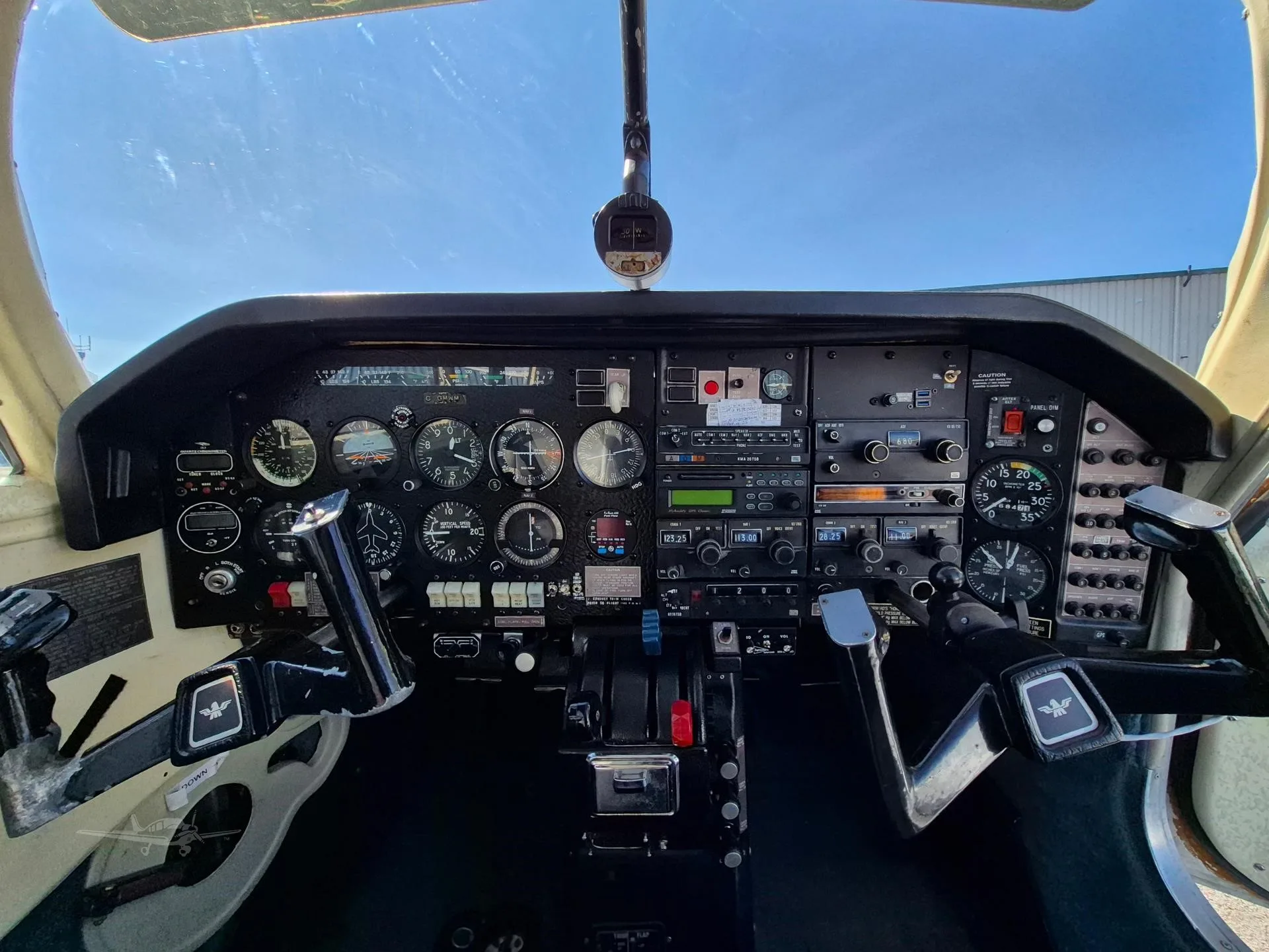 Cockpit and instrument panel of a 1977 MOONEY M20J.