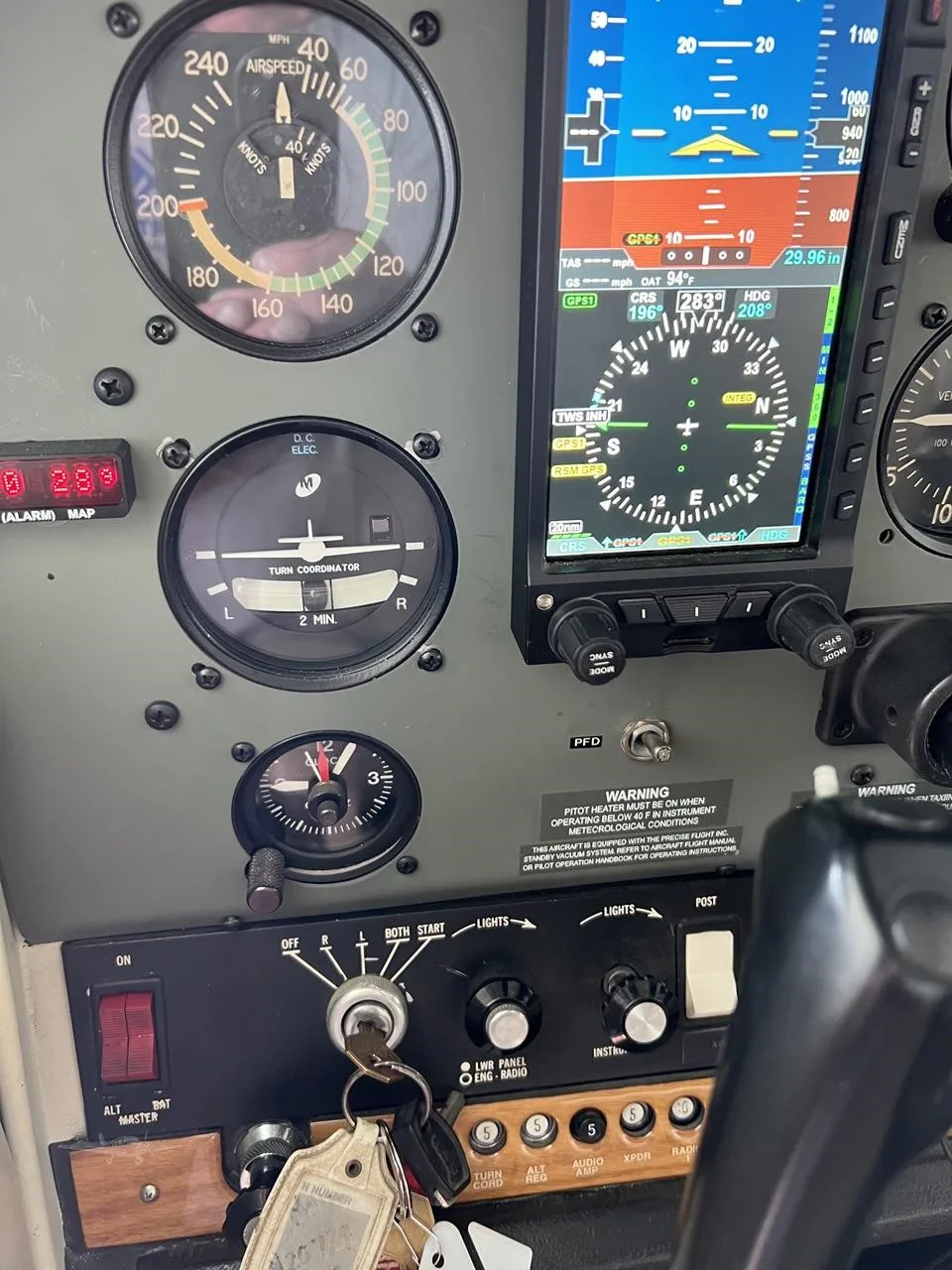 Cockpit and instrument panel of a 1972 CESSNA 182P SKYLANE.