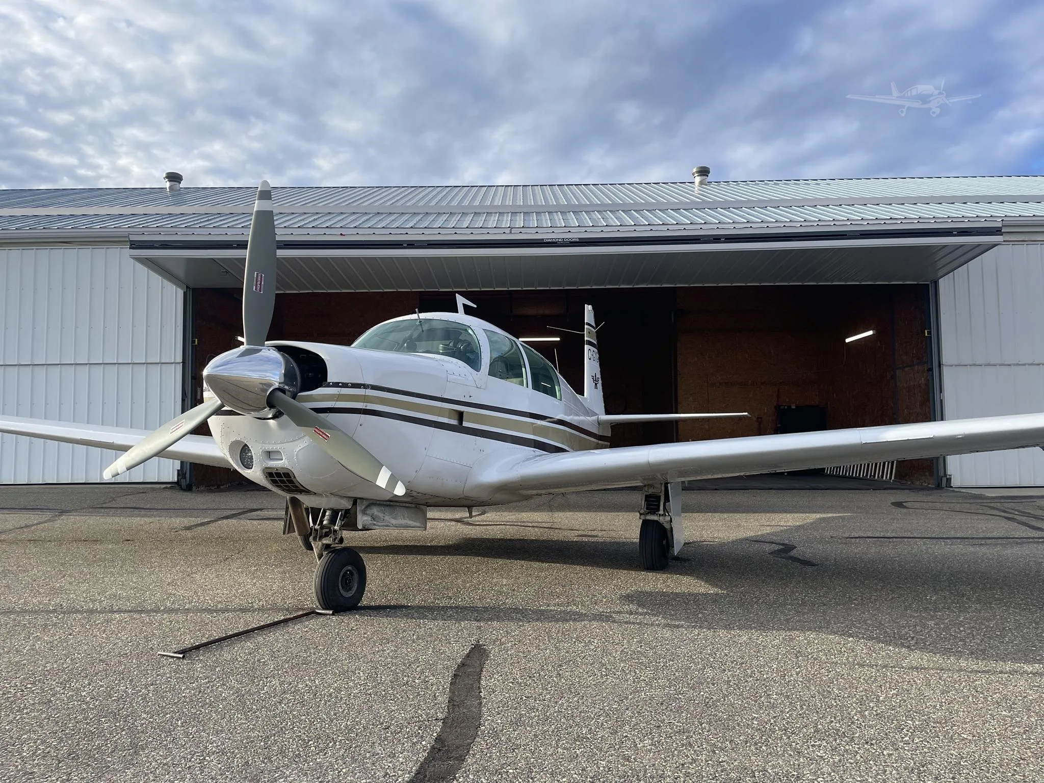 Exterior view of a 1976 MOONEY M20F, C-GYGN.