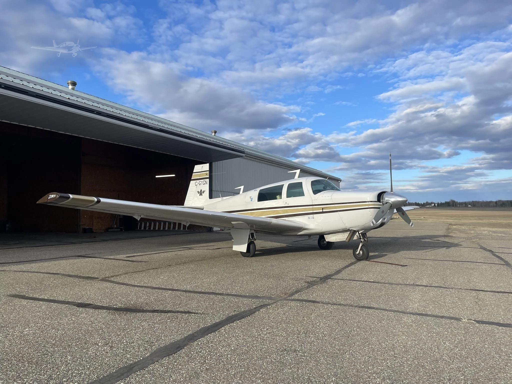 Exterior view of a 1976 MOONEY M20F, C-GYGN.