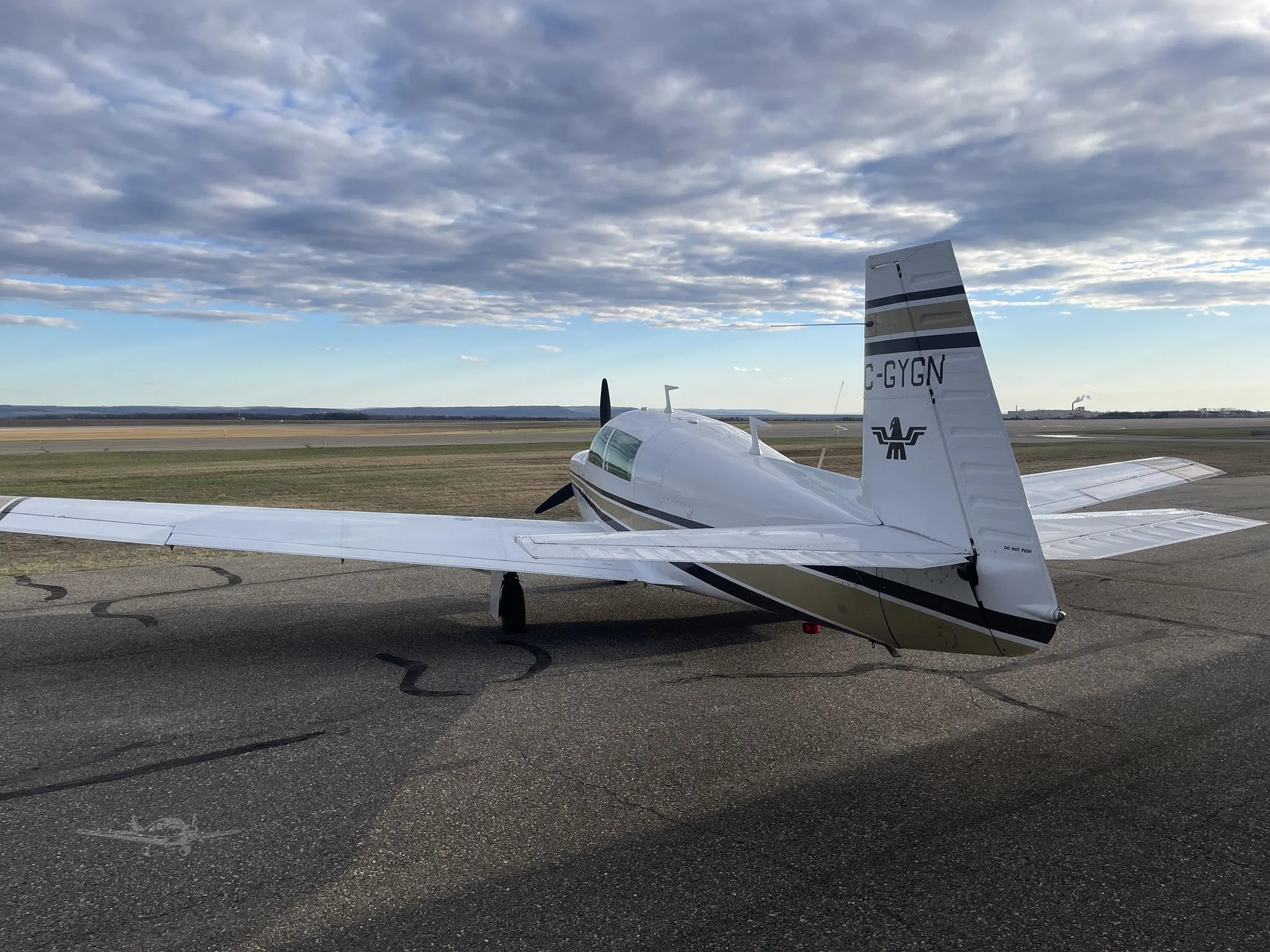 Exterior view of a 1976 MOONEY M20F, C-GYGN.