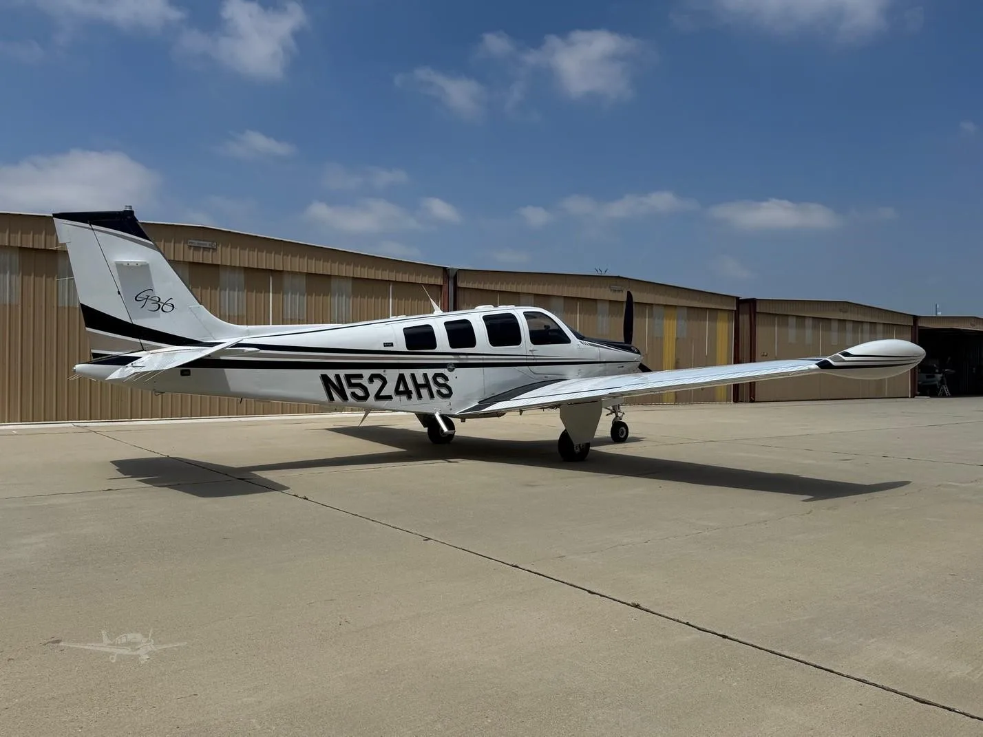 Exterior view of a 2007 BEECHCRAFT G36 BONANZA, N524HS.