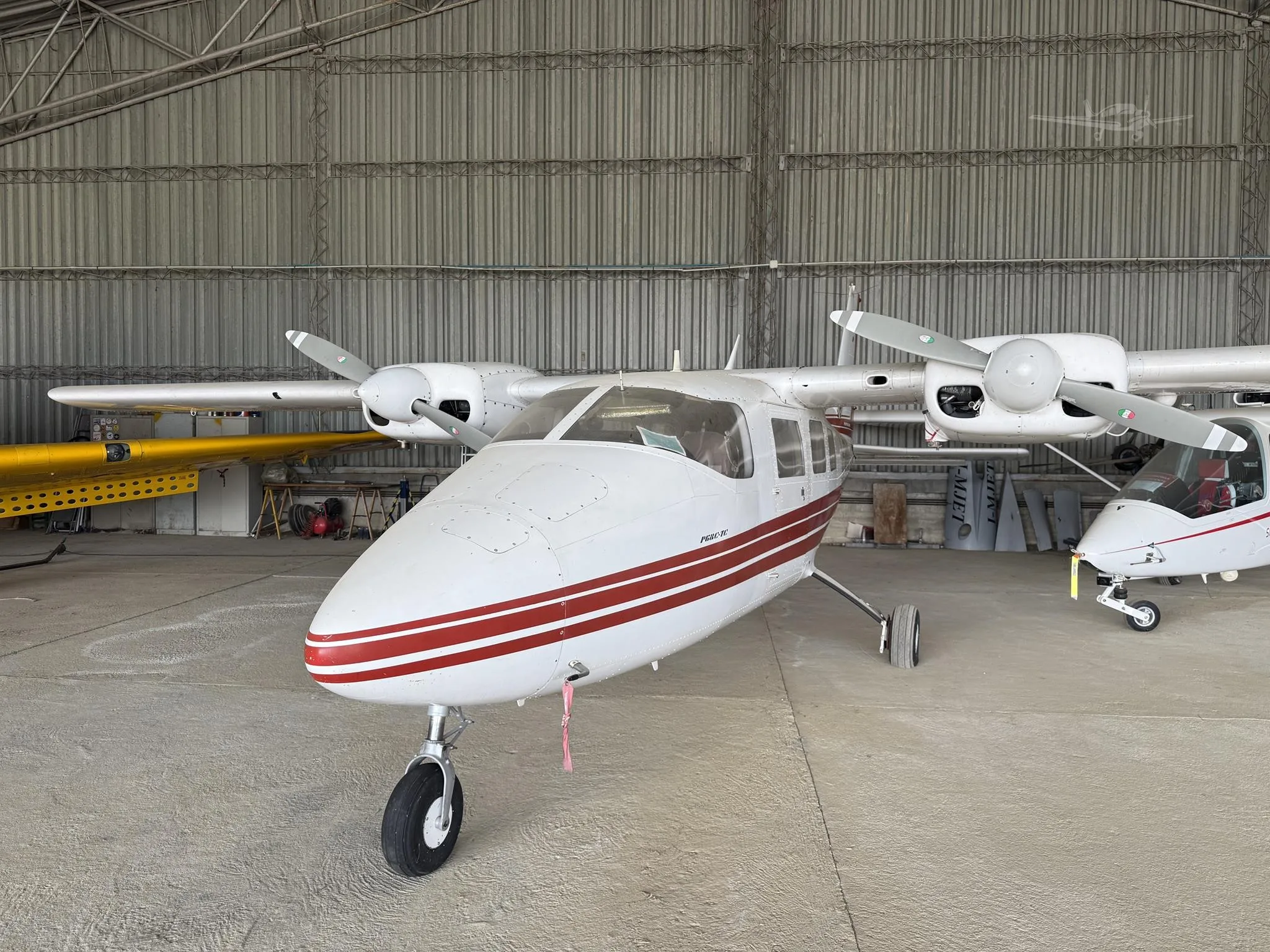 Exterior view of a 1980 PARTENAVIA P.68C-TC, I-GRAD.