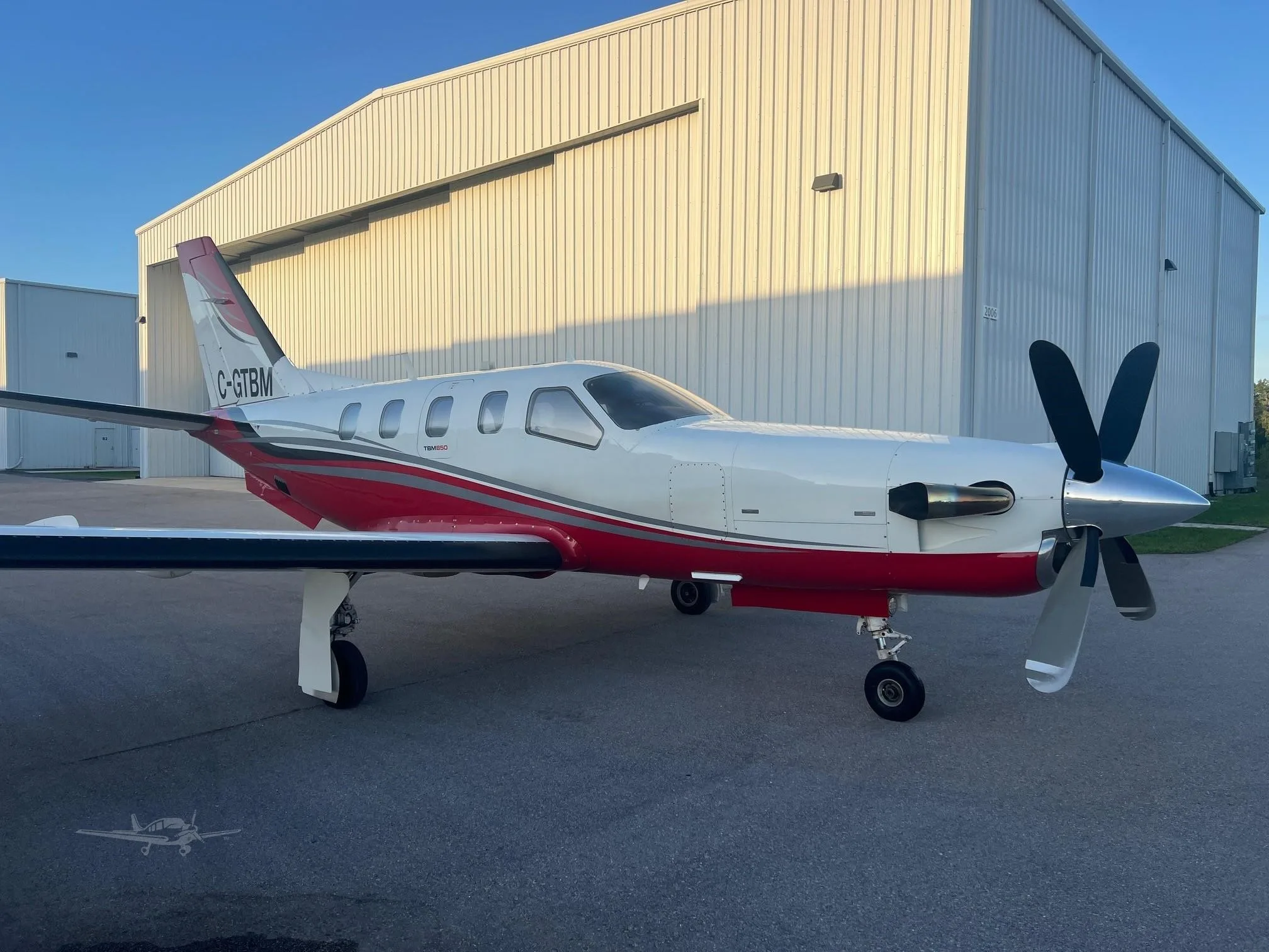 Exterior view of a 2013 DAHER TBM 850, C-GTBM.