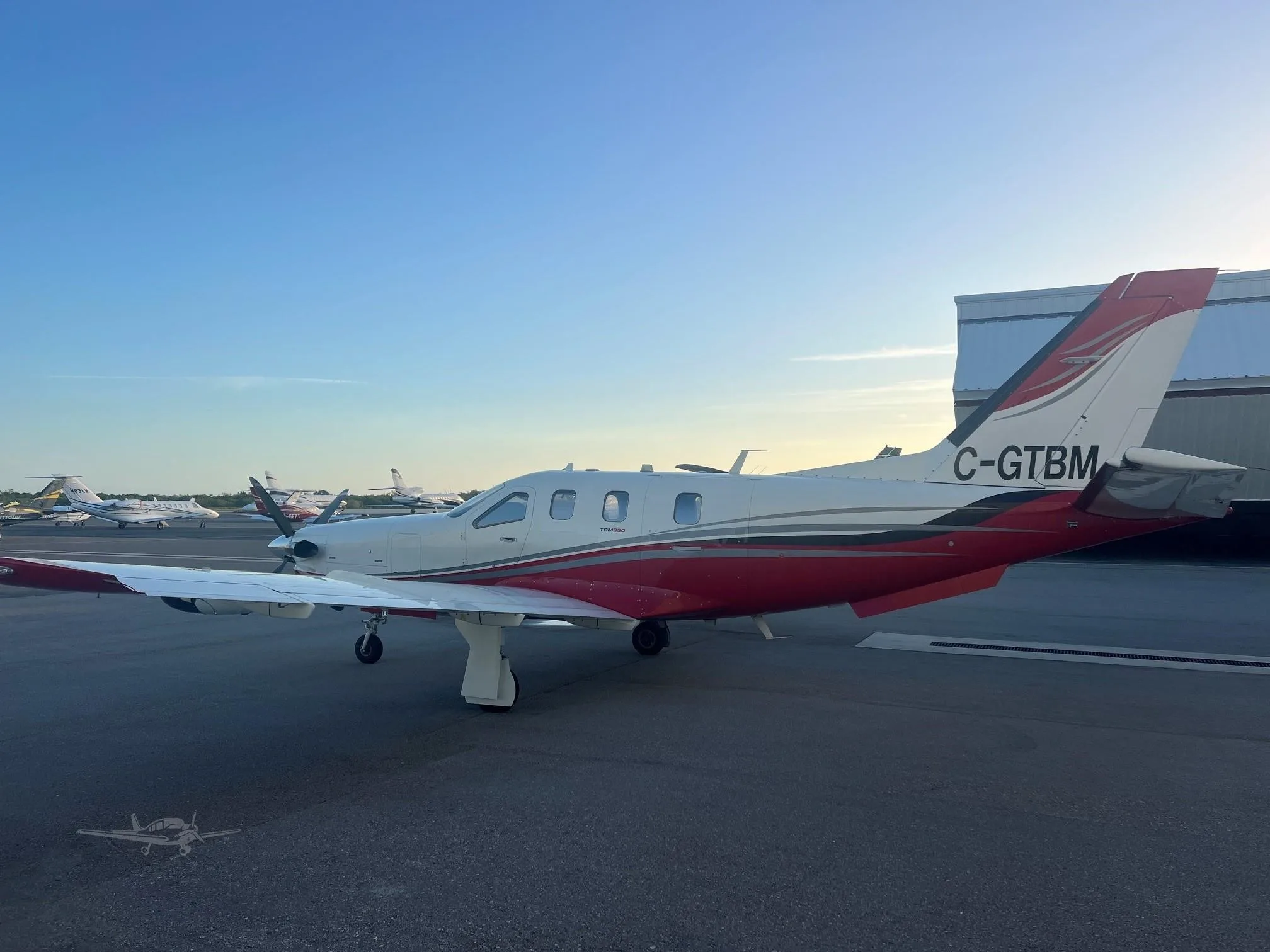 Exterior view of a 2013 DAHER TBM 850, C-GTBM.
