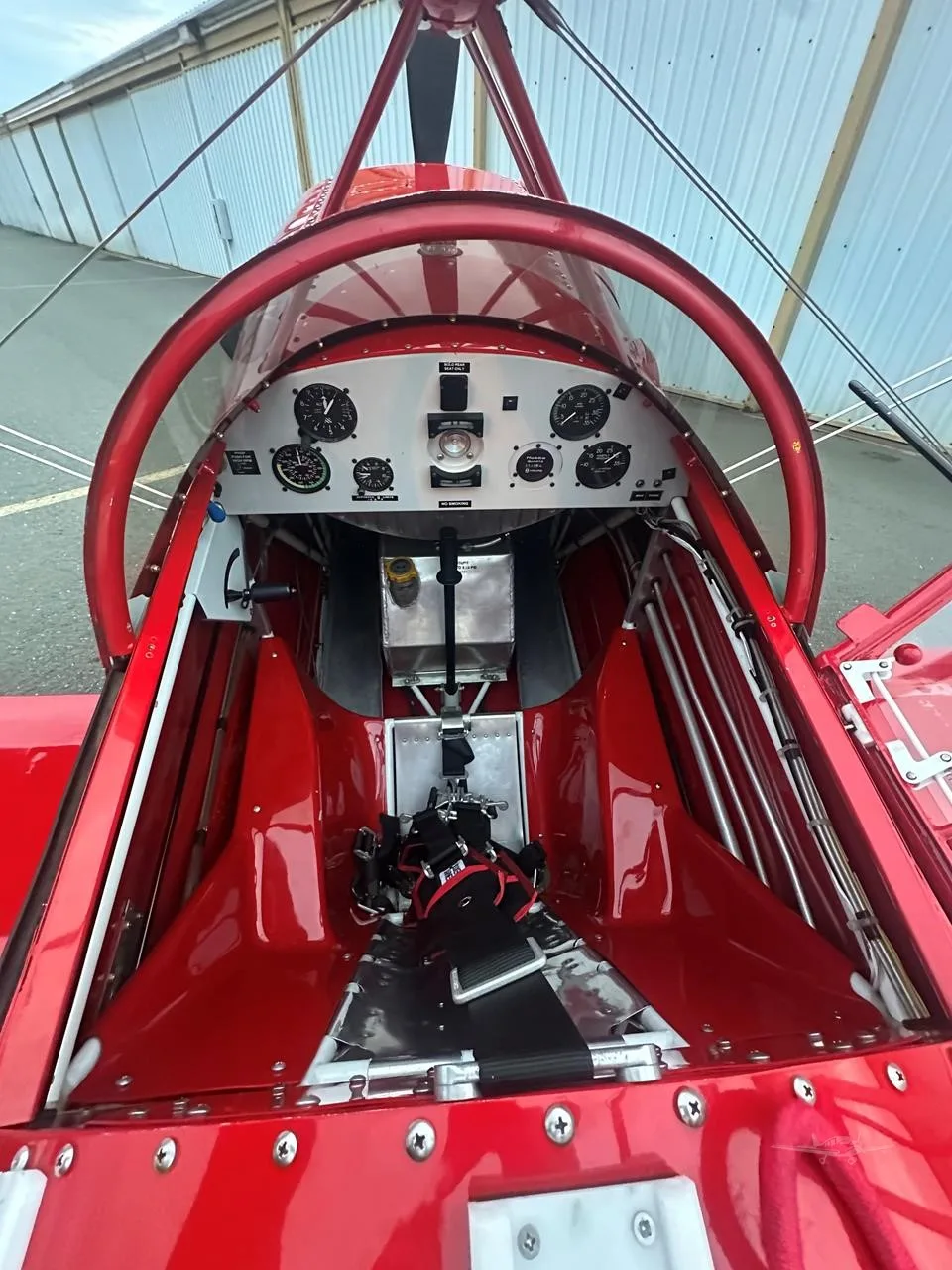 Cockpit and instrument panel of a 2001 PITTS S-2C.