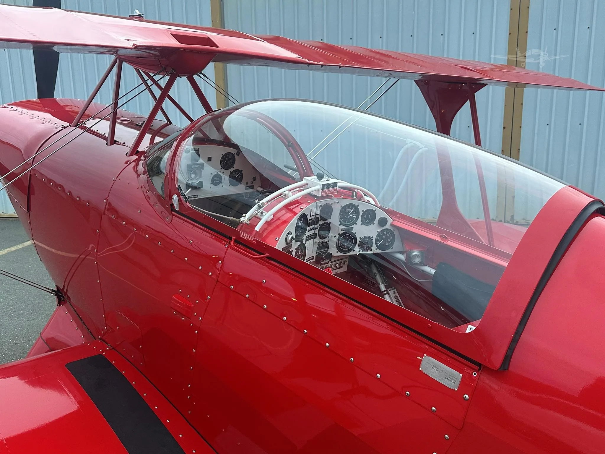 Cockpit and instrument panel of a 2001 PITTS S-2C.