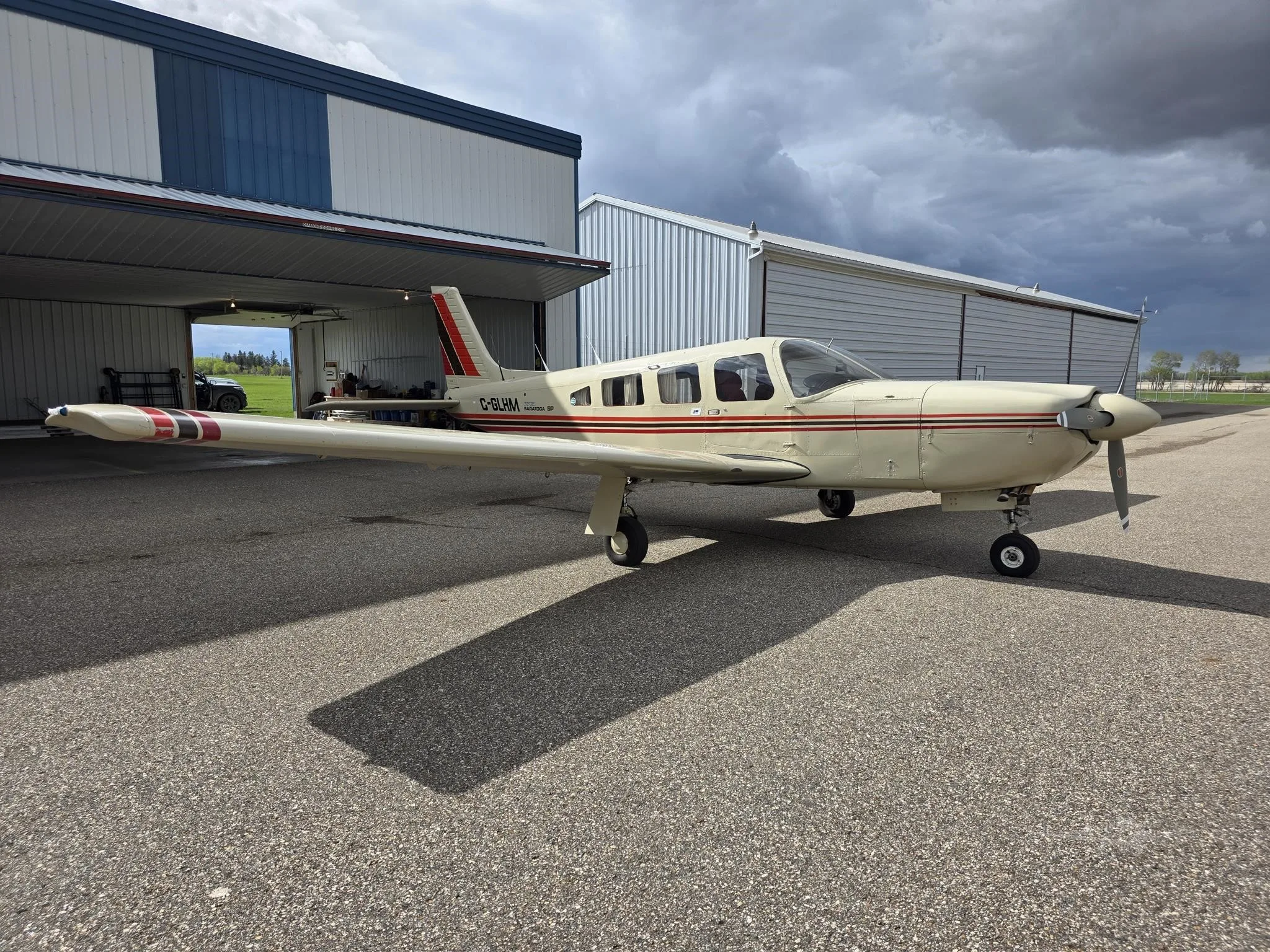 Exterior view of a 1980 PIPER SARATOGA SP, C-GLHM.