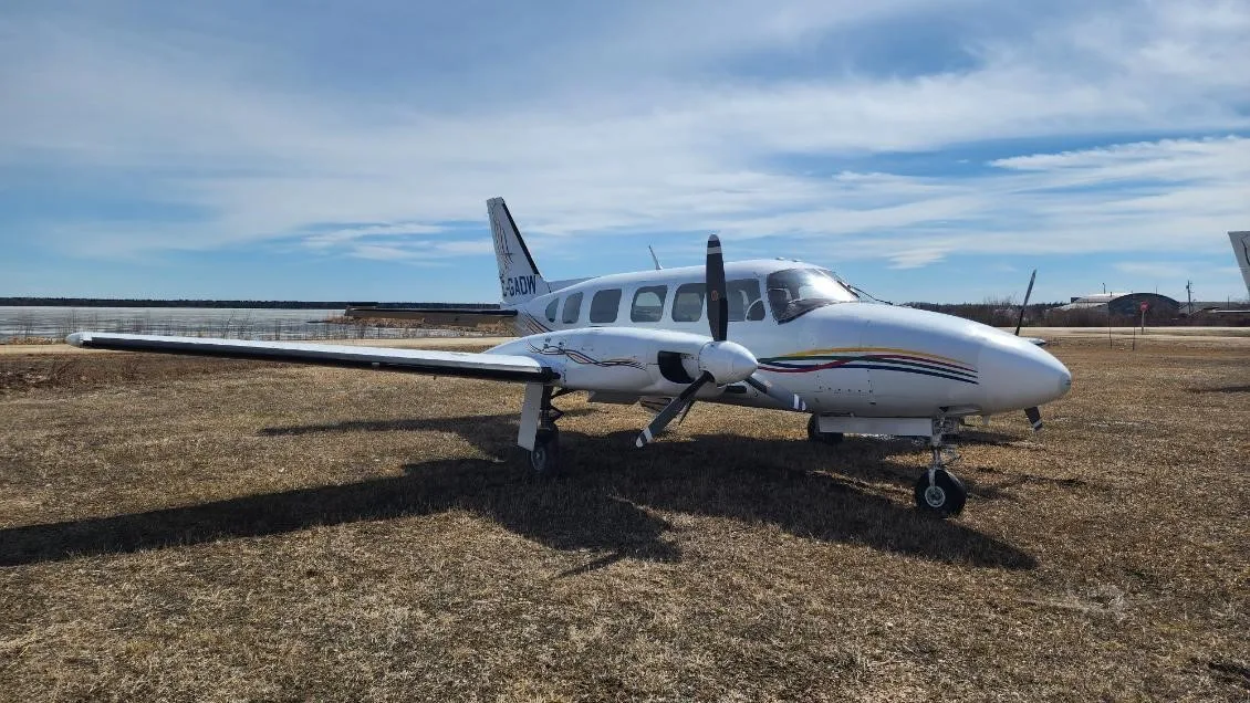 Exterior view of a 1977 PIPER NAVAJO CHIEFTAIN, C-GADW.