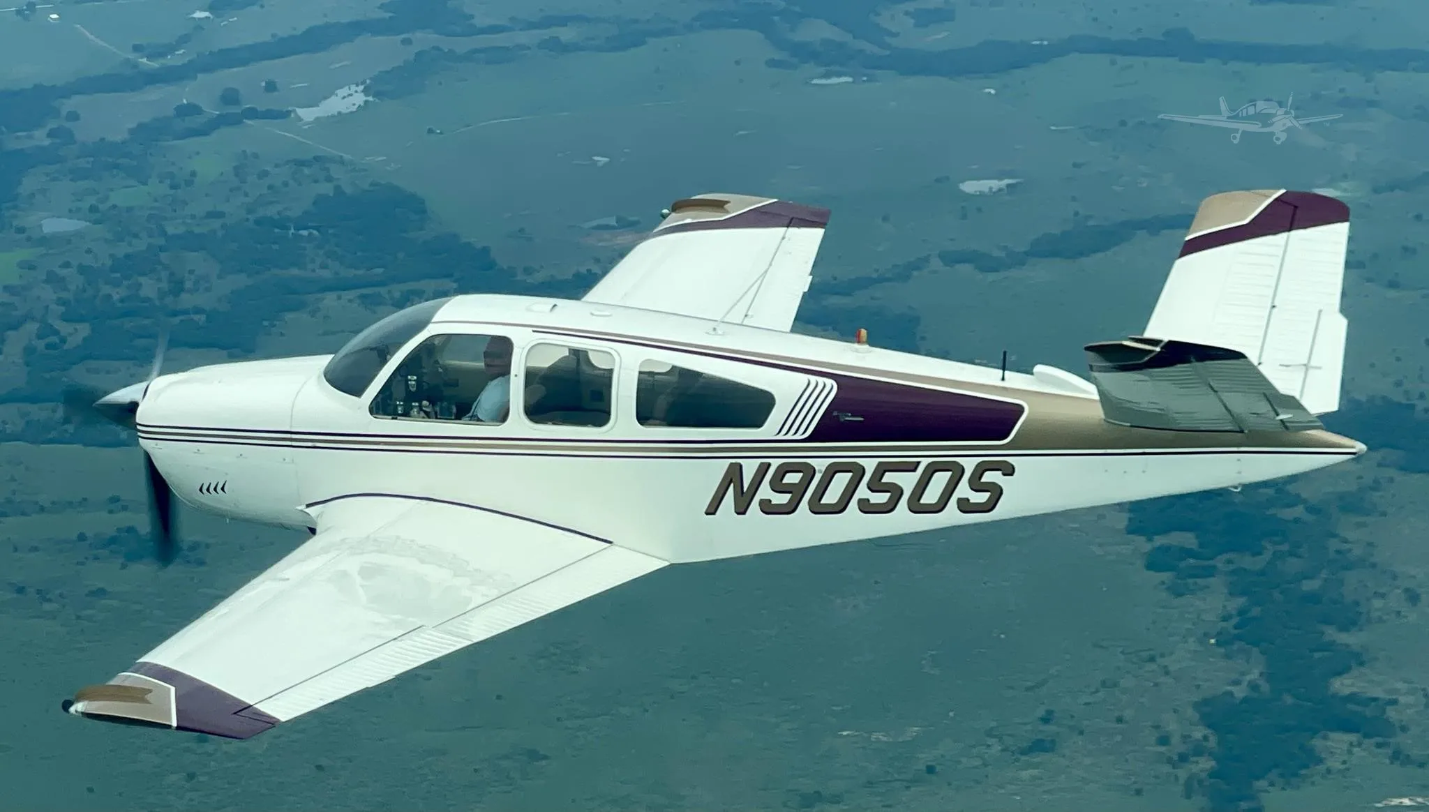 Exterior view of a 1966 BEECHCRAFT V35 BONANZA, N9050S.