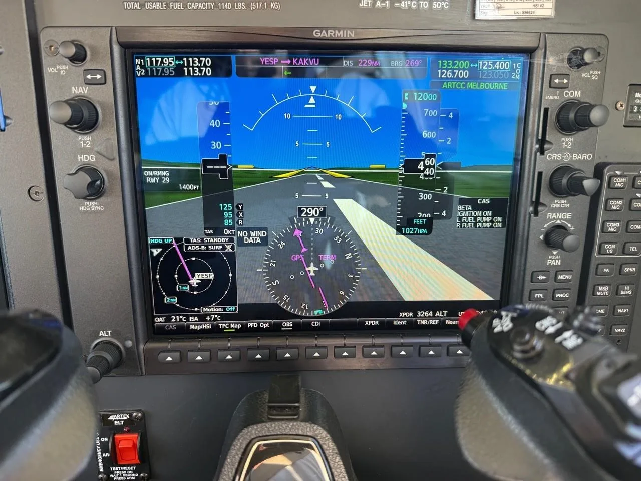 Avionics suite of a 2013 PIPER MERIDIAN.