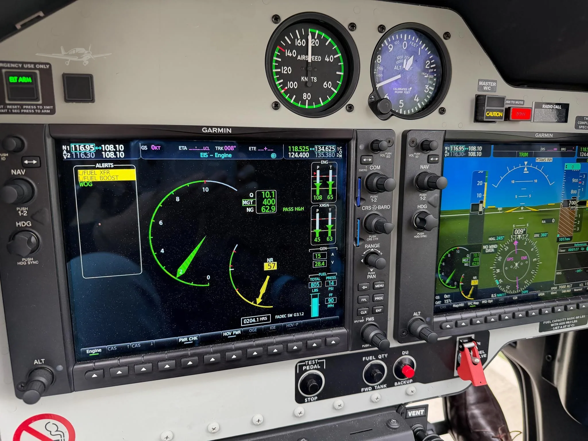 Cockpit and instrument panel of a 2021 BELL 407GXI.