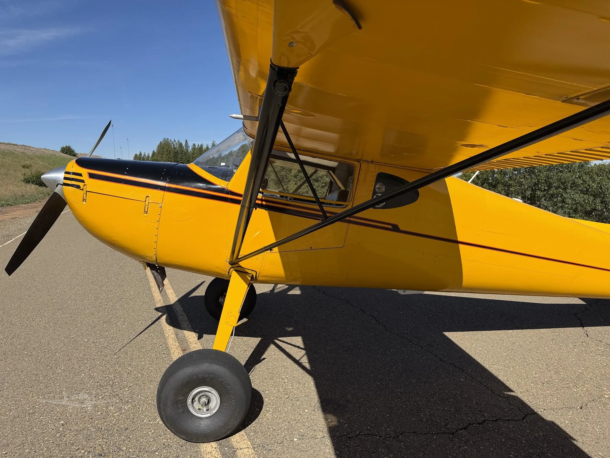 Exterior view of a 1947 CESSNA 140, N2092N.