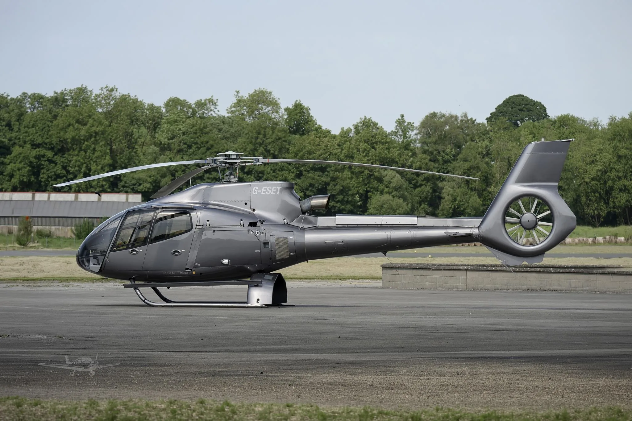 Exterior view of a 2009 EUROCOPTER EC130B4, G-ESET.