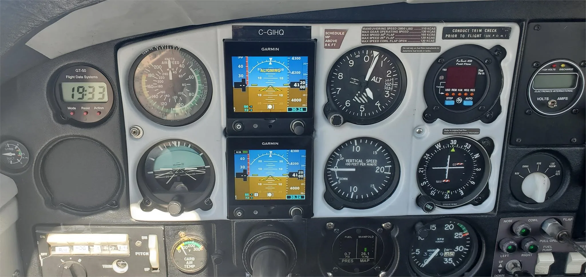 Avionics suite of a 1976 COMMANDER 112TC.