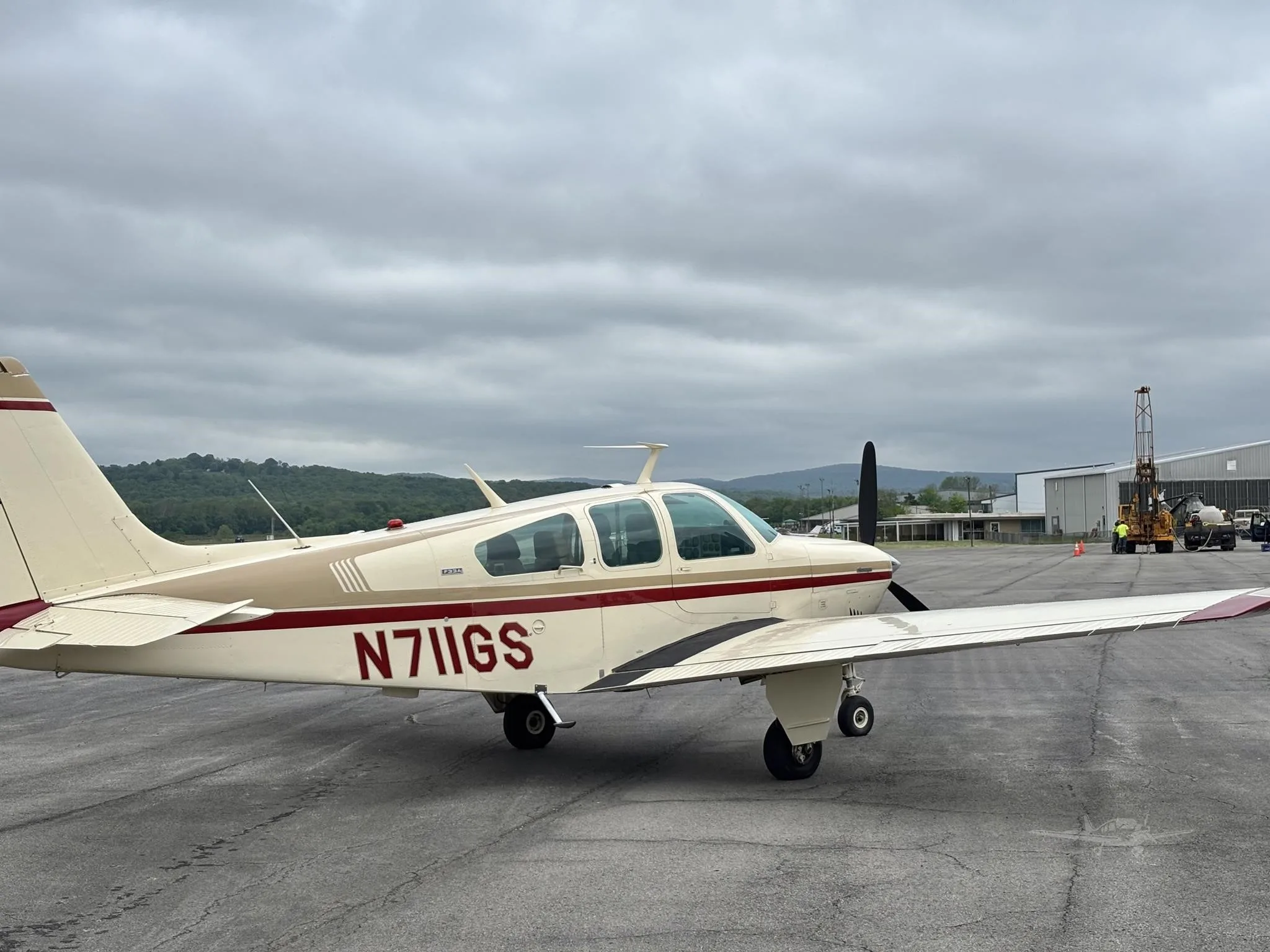 Exterior view of a 1971 BEECHCRAFT F33A BONANZA, N711GS.