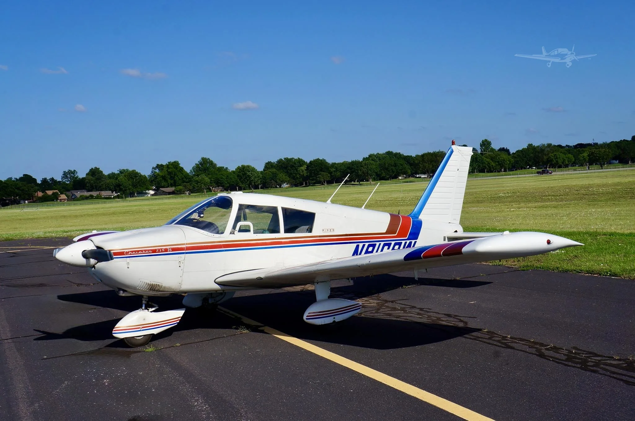 Exterior view of a 1967 PIPER CHEROKEE 235, N9169W.