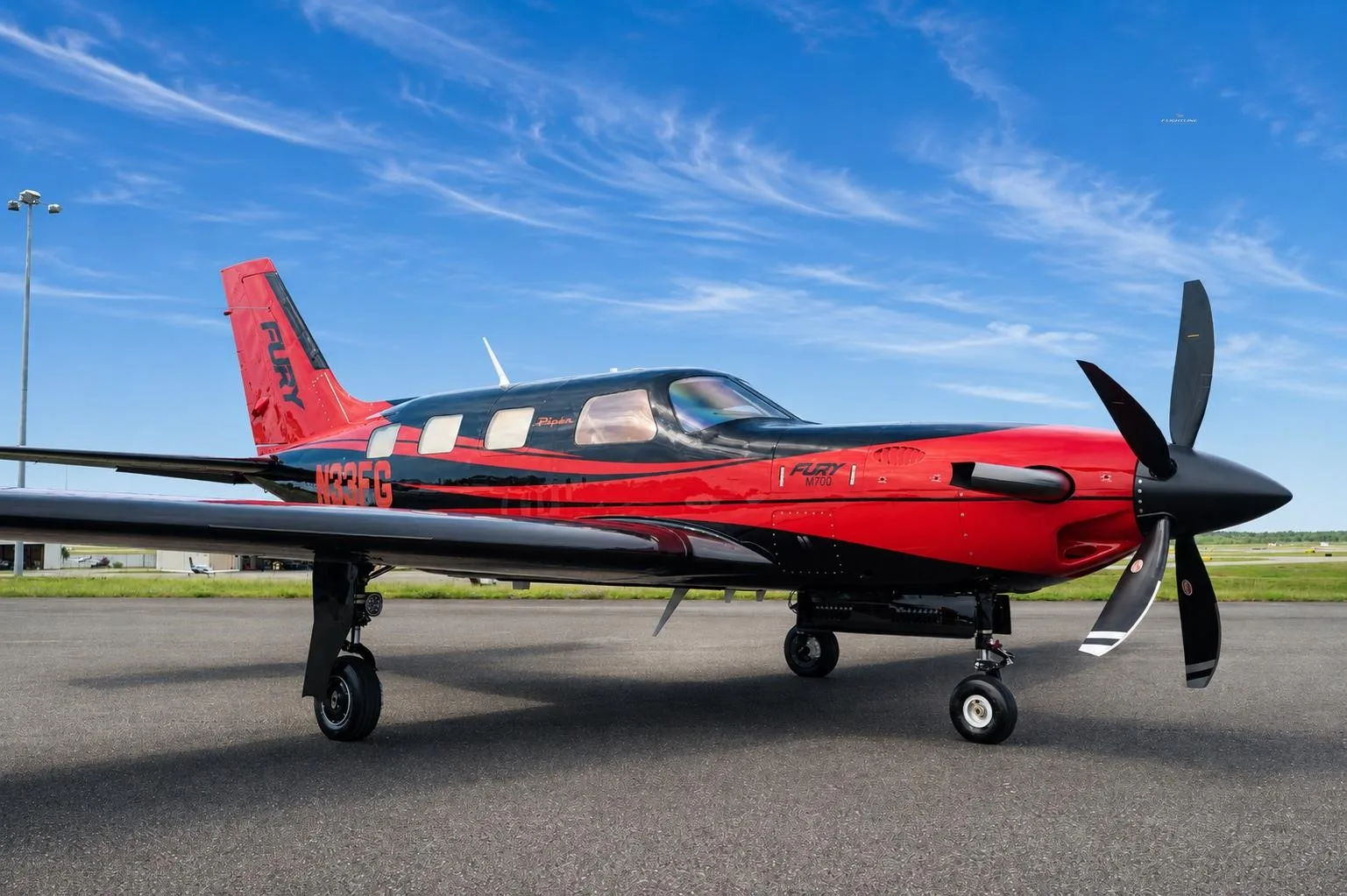 Exterior view of a 2026 PIPER M700, N33FG.