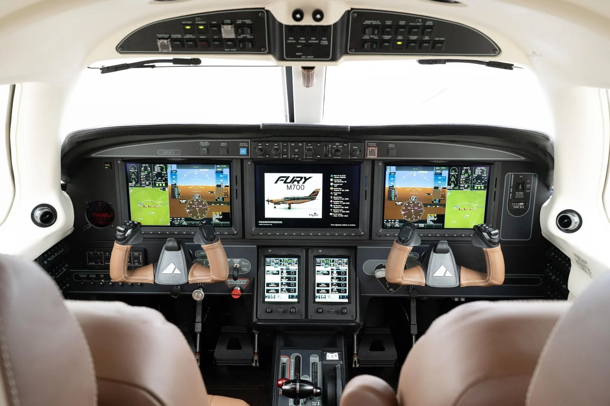Cockpit and instrument panel of a 2026 PIPER M700.
