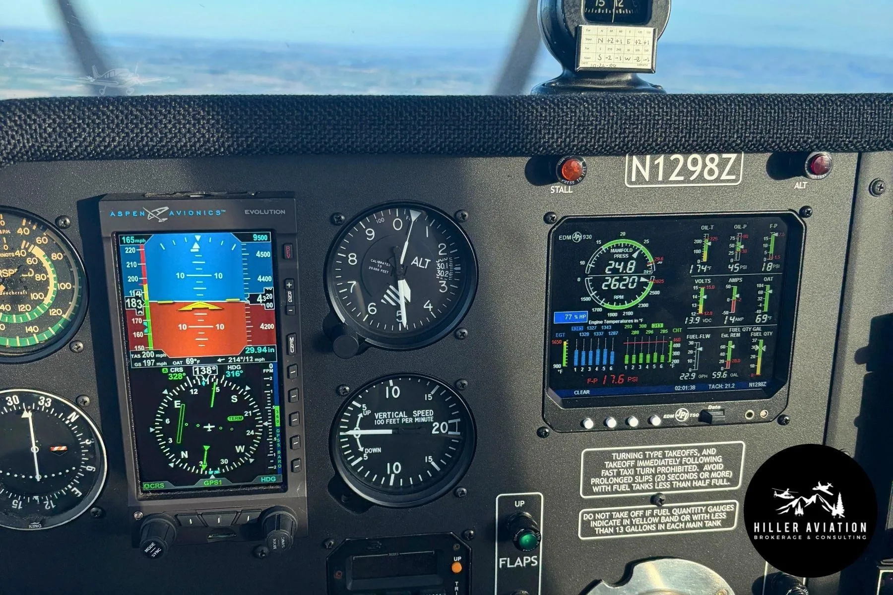 Cockpit and instrument panel of a 1961 BEECHCRAFT N35 BONANZA.