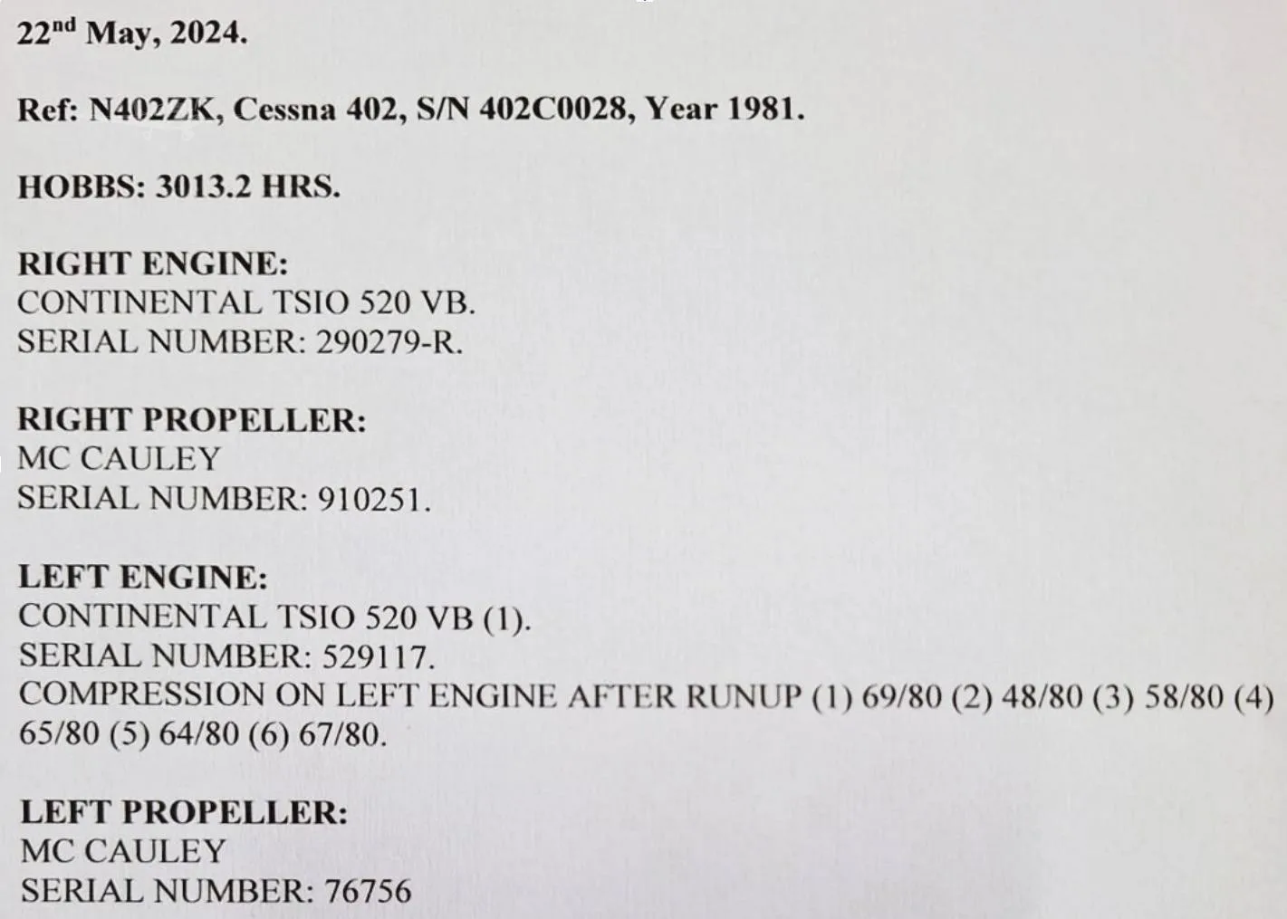 1981 Cessna 402C