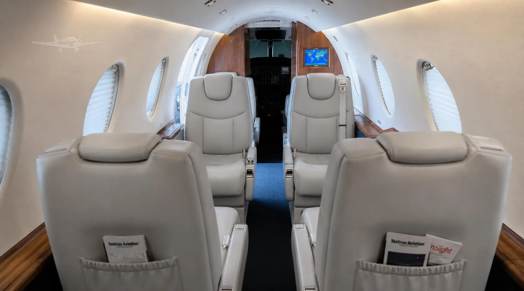 Cabin interior of a 1999 BEECHCRAFT BEECHJET 400A.