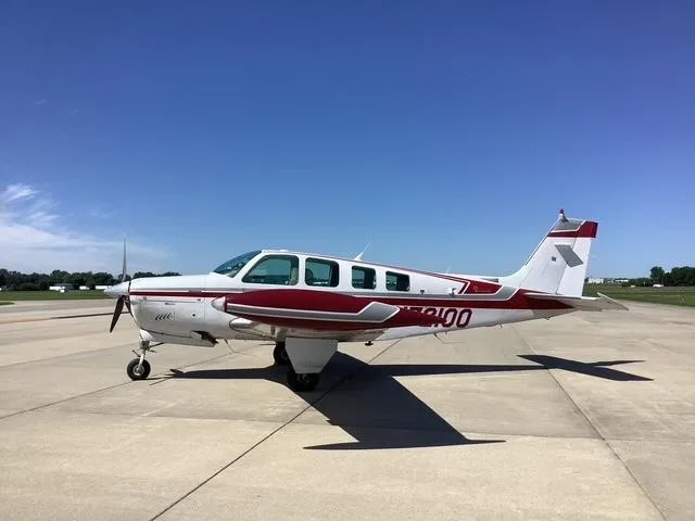 Exterior view of a 1984 BEECHCRAFT A36 BONANZA, N72100.