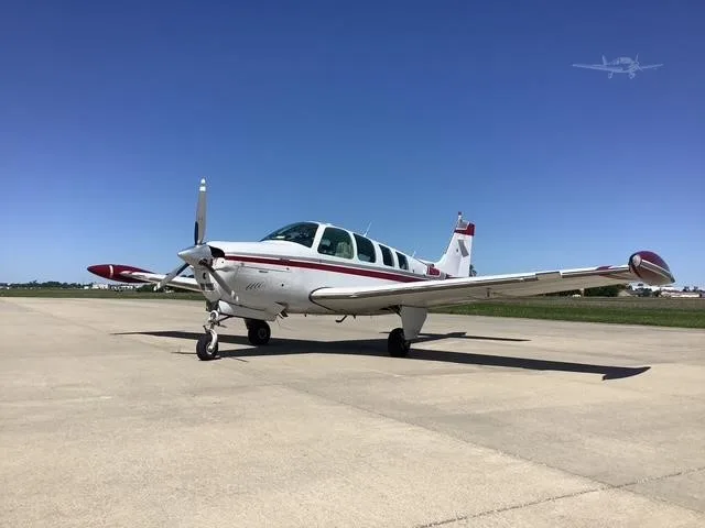 Exterior view of a 1984 BEECHCRAFT A36 BONANZA, N72100.