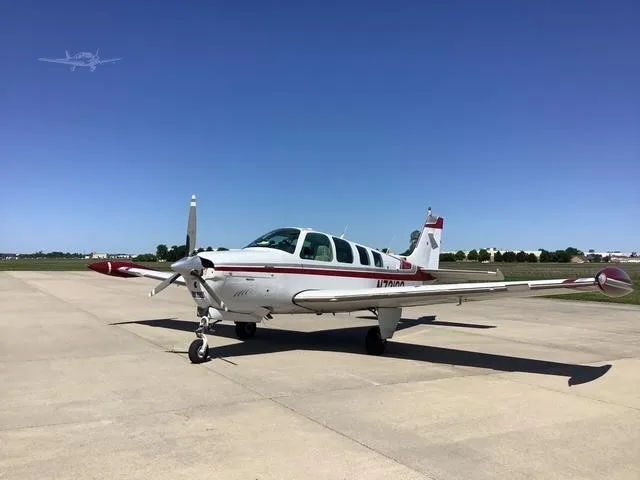 Exterior view of a 1984 BEECHCRAFT A36 BONANZA, N72100.
