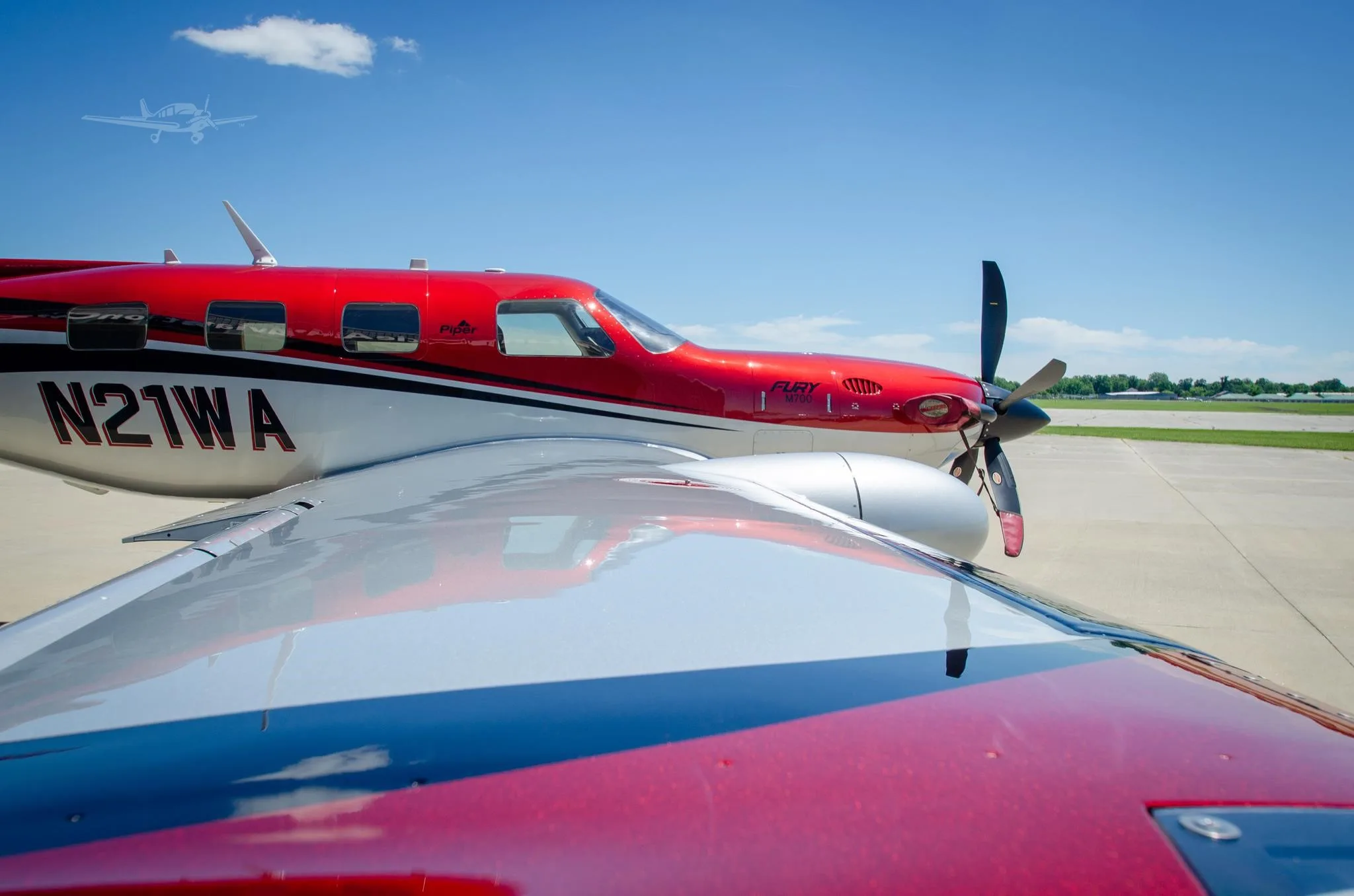 Exterior view of a 2024 PIPER M700, N21WA.