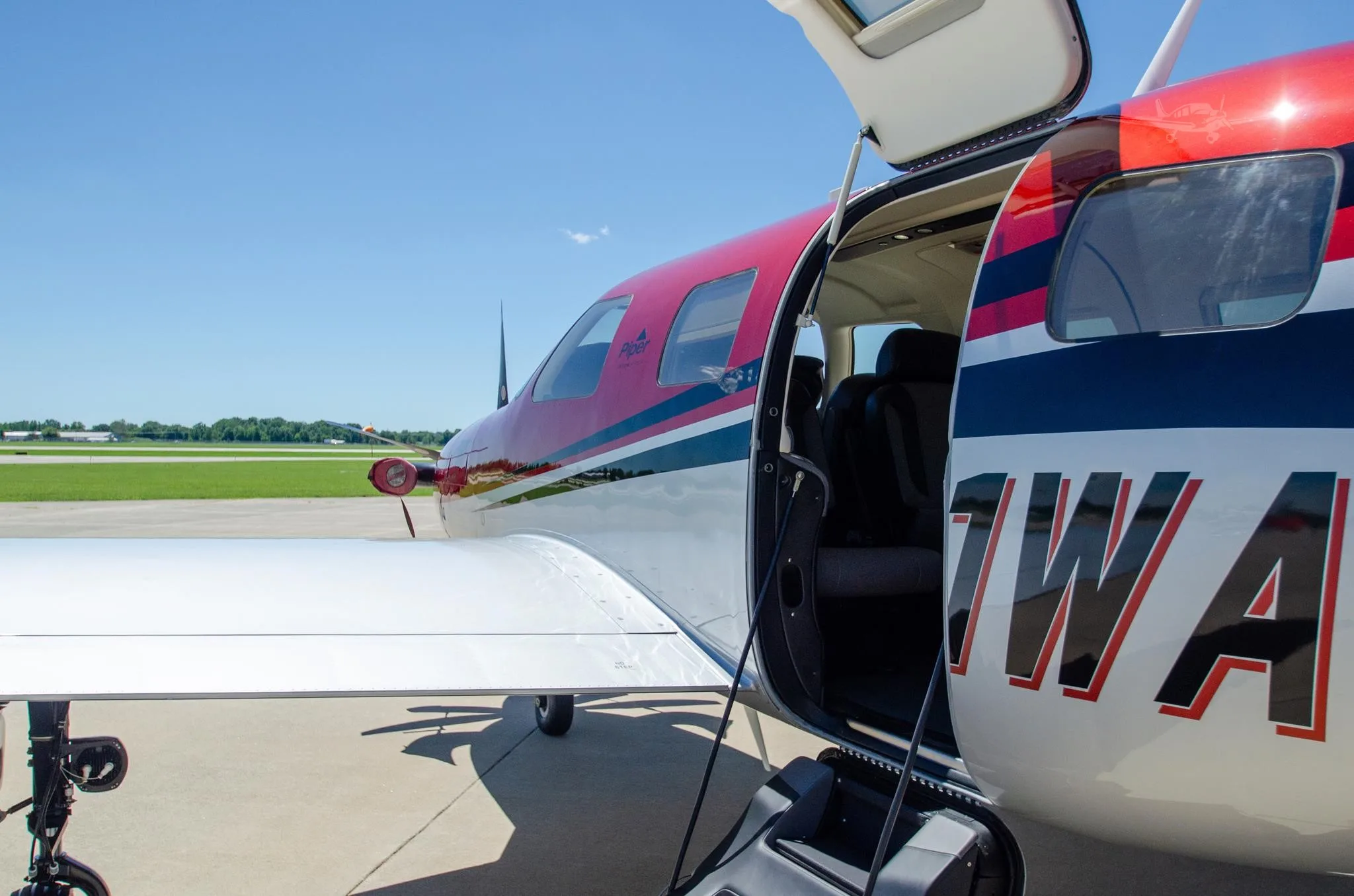 Exterior view of a 2024 PIPER M700, N21WA.
