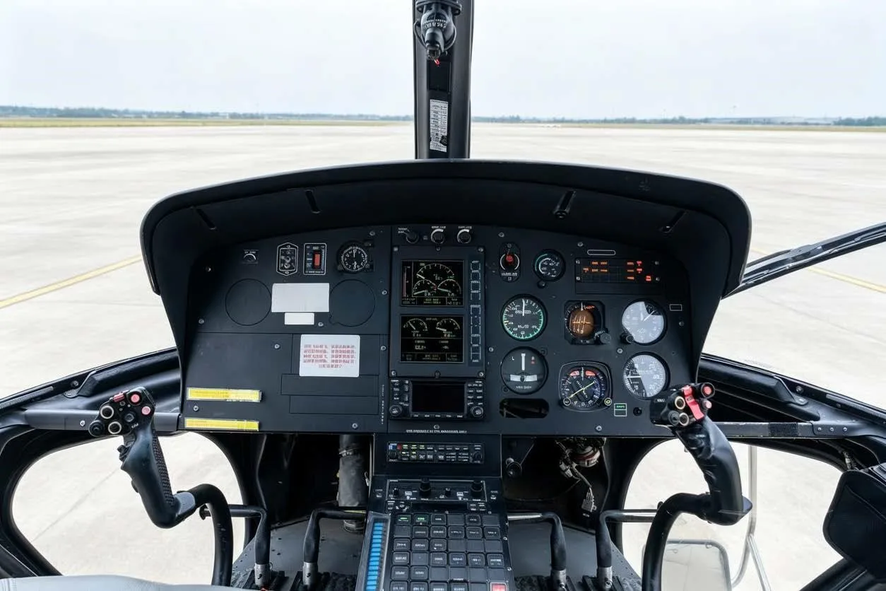 Cockpit and instrument panel of a 2011 EUROCOPTER AS350B-3.