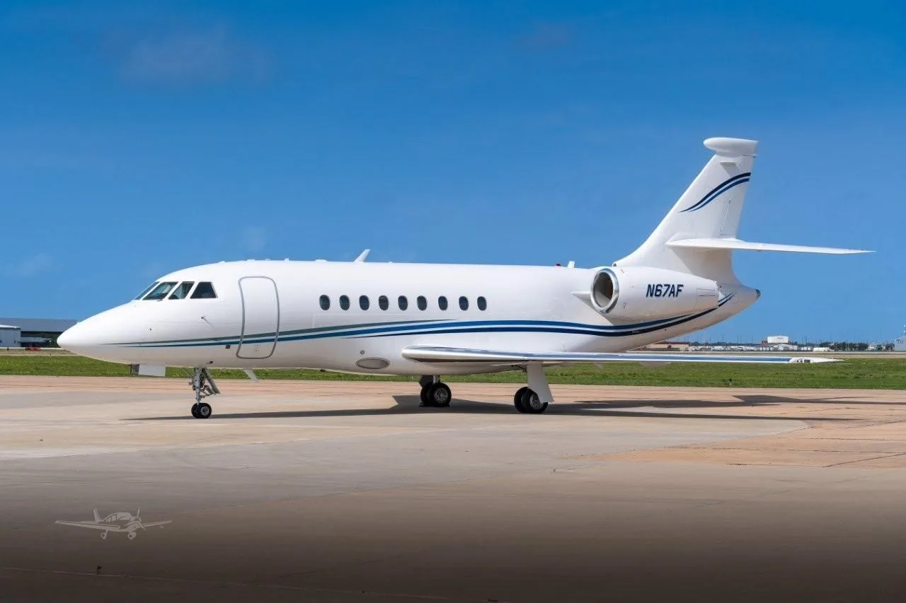 Exterior view of a 1997 DASSAULT FALCON 2000, N67AF.