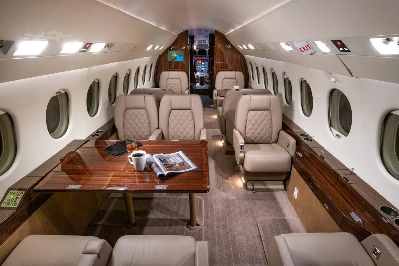 Cabin interior of a 1997 DASSAULT FALCON 2000.