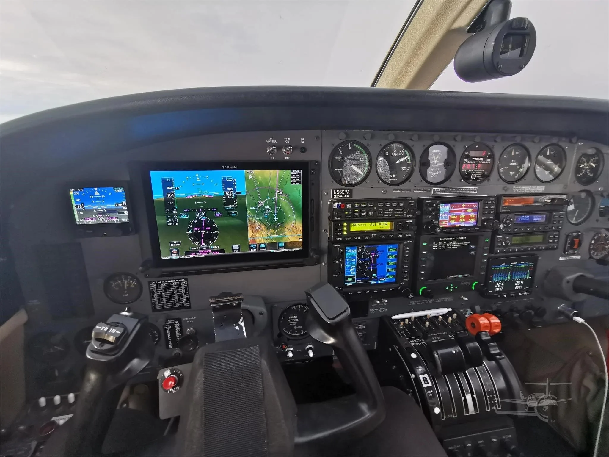 Cockpit and instrument panel of a 1983 CESSNA 414A.