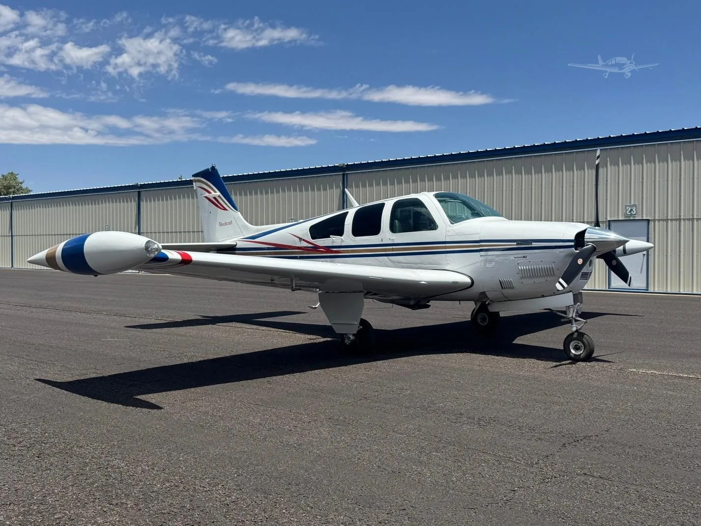 Exterior view of a 1989 BEECHCRAFT F33A BONANZA, N57GW.