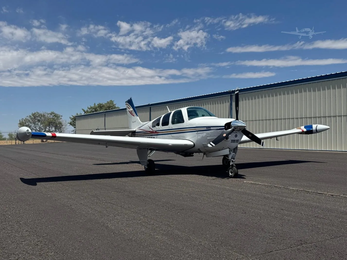 Exterior view of a 1989 BEECHCRAFT F33A BONANZA, N57GW.
