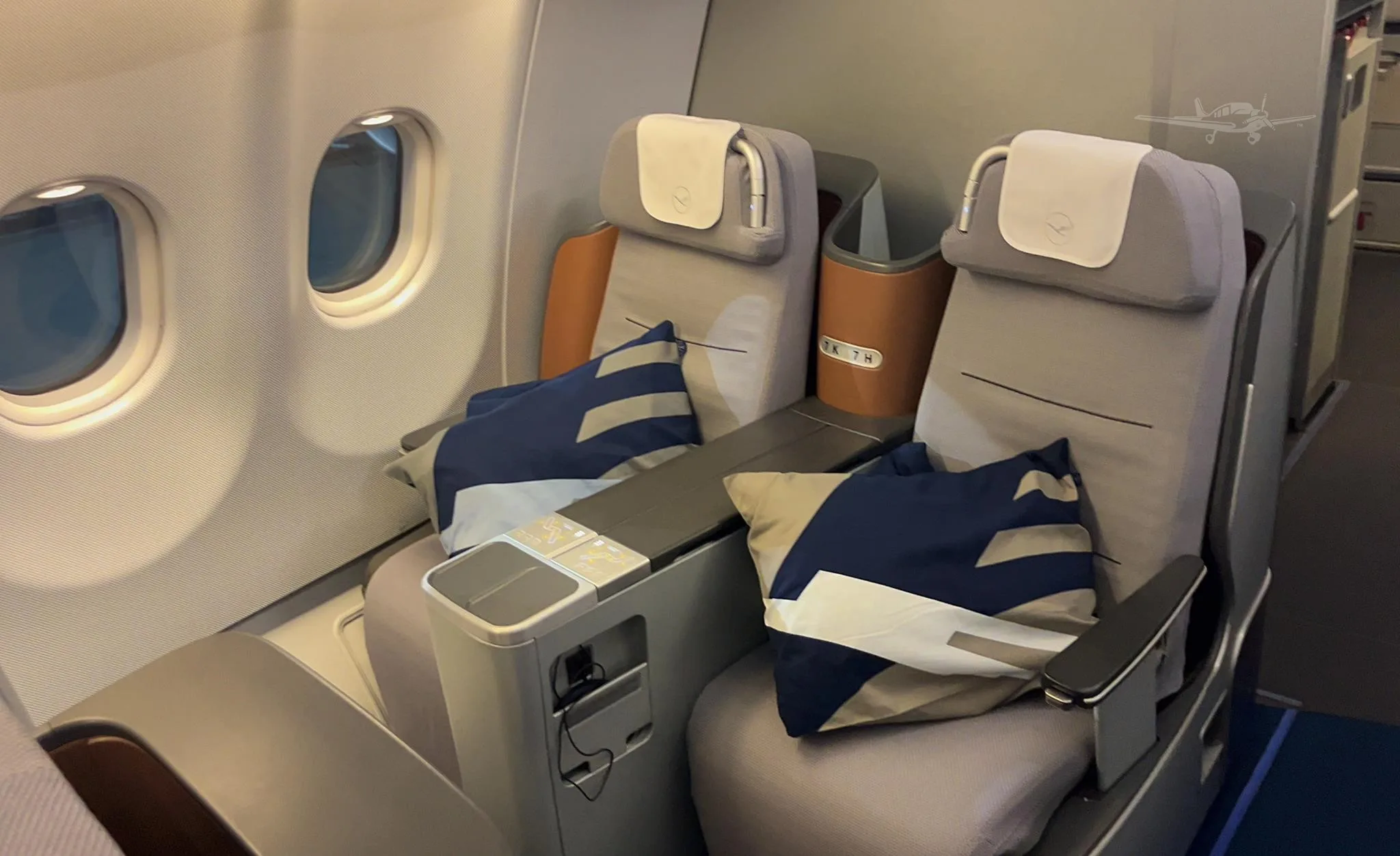 Cabin interior of a 2008 AIRBUS A340.