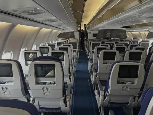 Cabin interior of a 2008 AIRBUS A340.