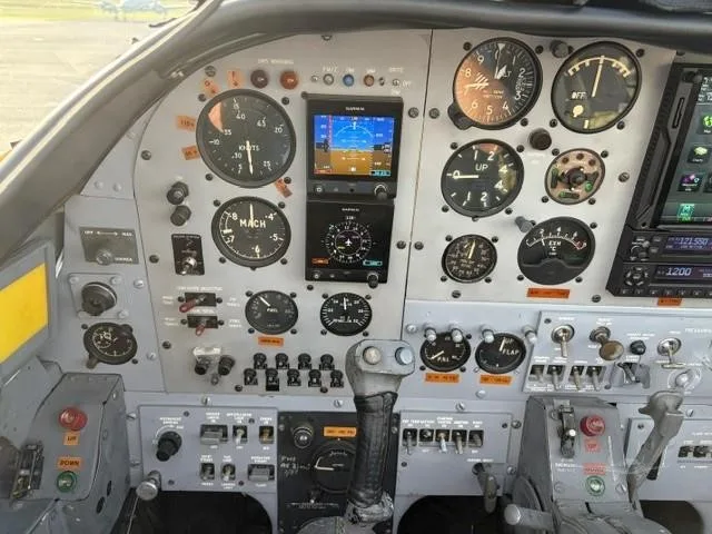 Cockpit and instrument panel of a 1970 BAC MK5A PROVOST.