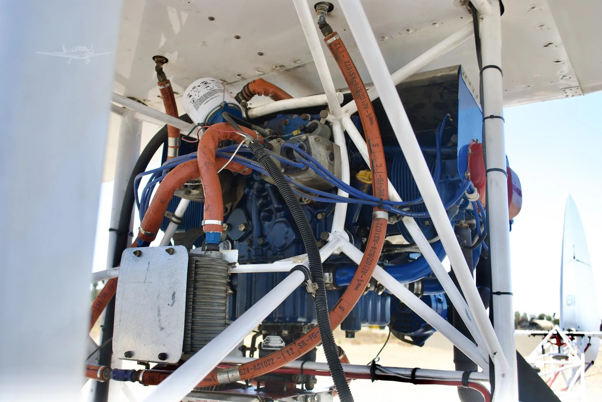 Engine detail of a 1975 RLU AVIATION RLU-1 BREEZY.