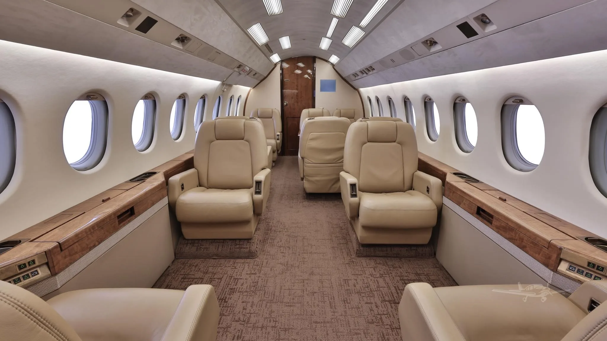 Cabin interior of a 1996 DASSAULT FALCON 2000.