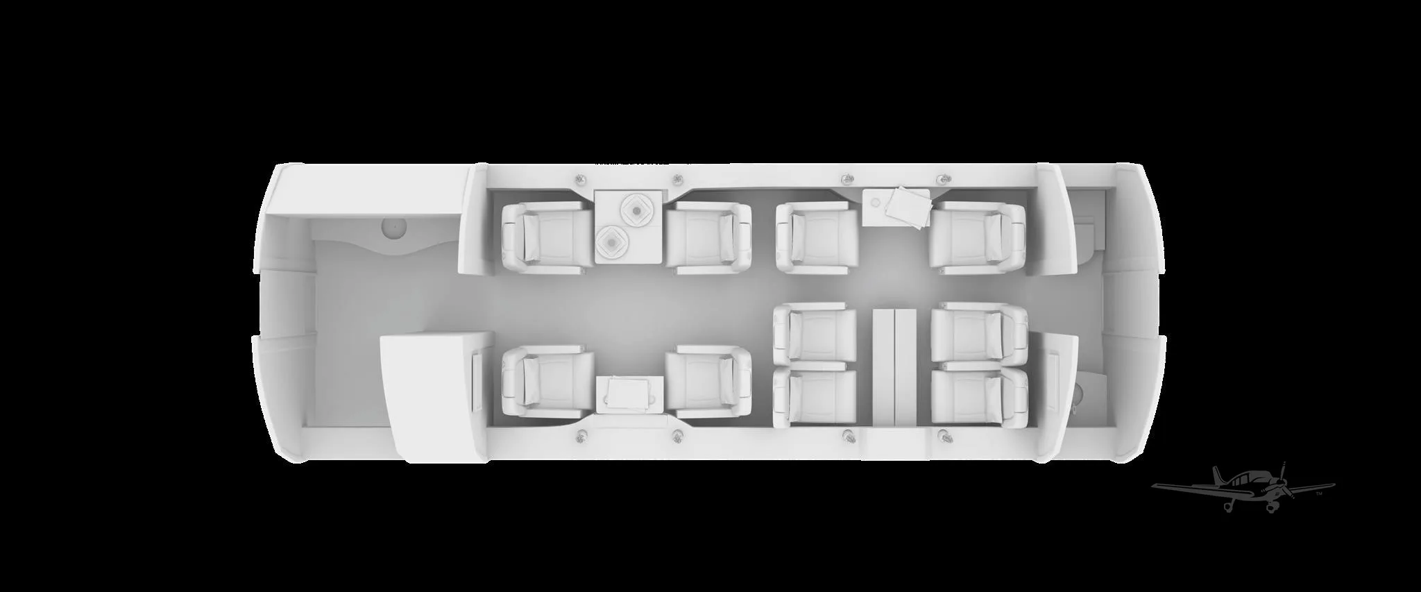 Cabin interior of a 1996 DASSAULT FALCON 2000.
