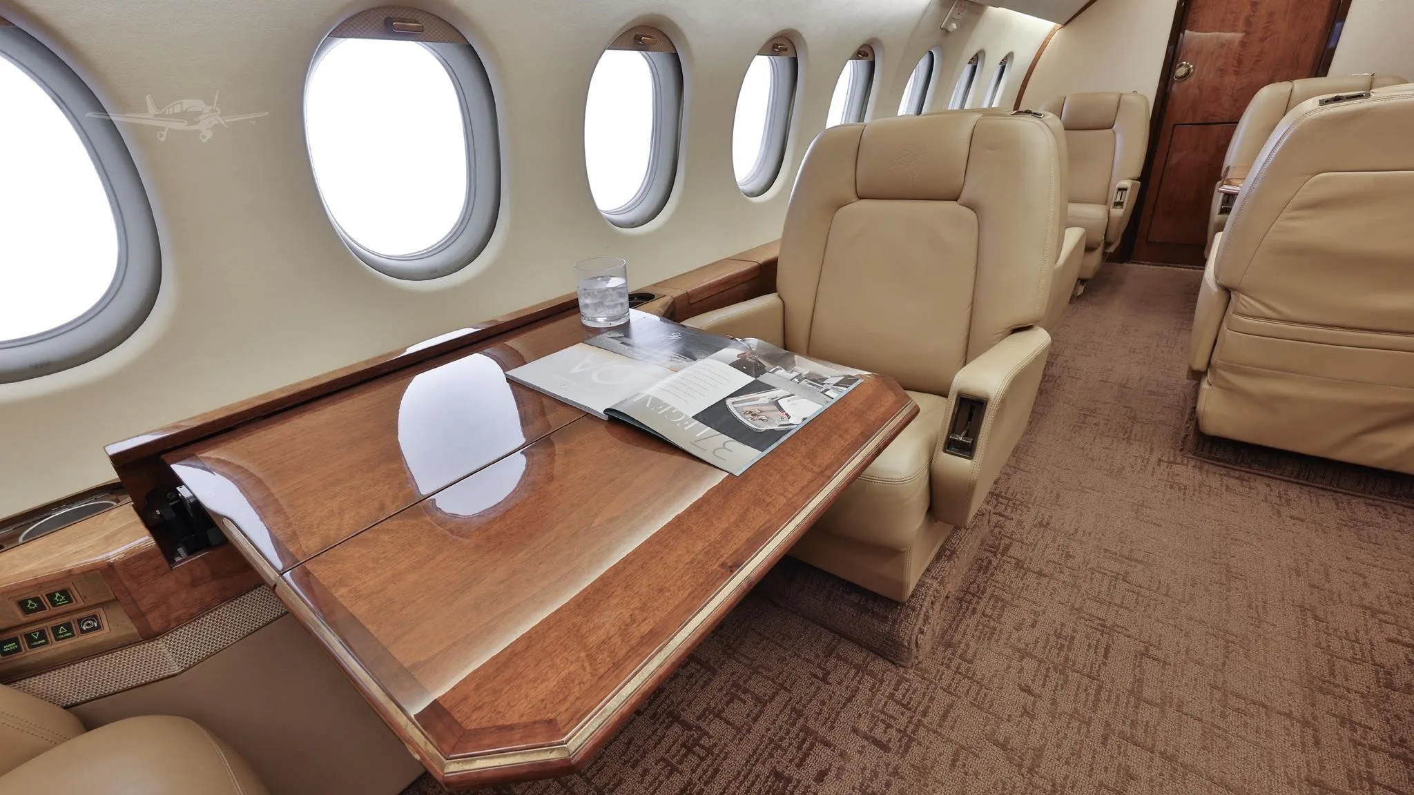 Cabin interior of a 1996 DASSAULT FALCON 2000.