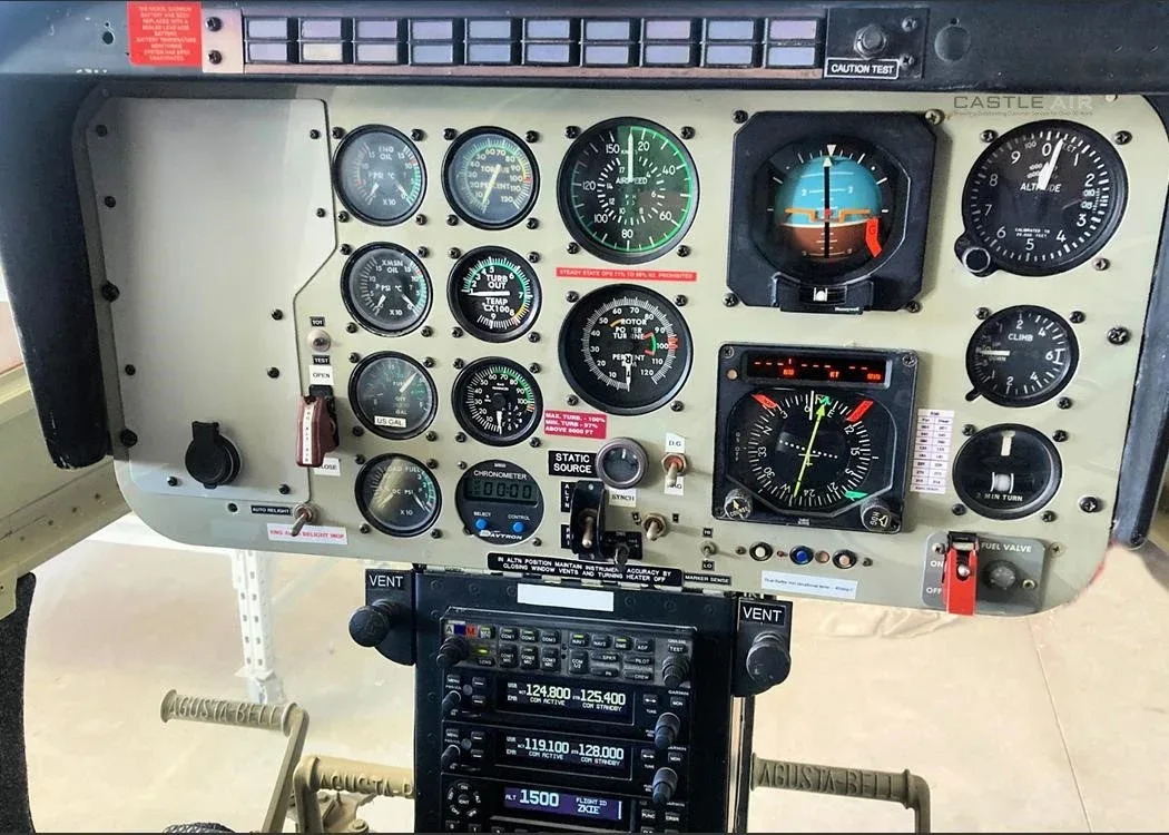 Avionics suite of a 1985 BELL 206B III.