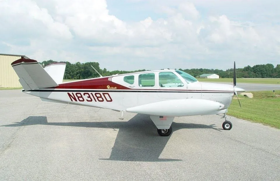 Exterior view of a 1958 BEECHCRAFT J35 BONANZA, N8318D.