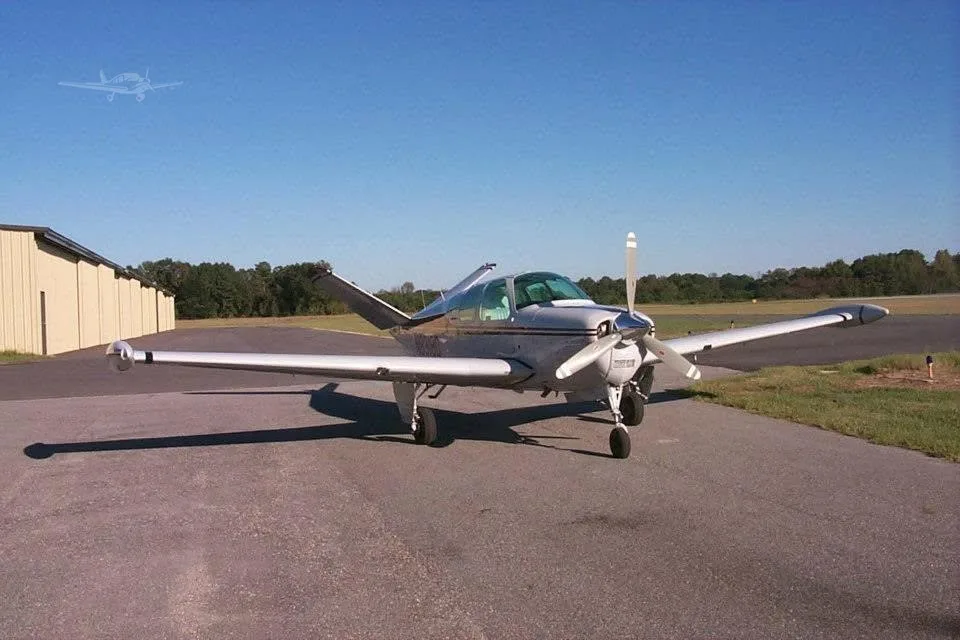 Exterior view of a 1958 BEECHCRAFT J35 BONANZA, N8318D.